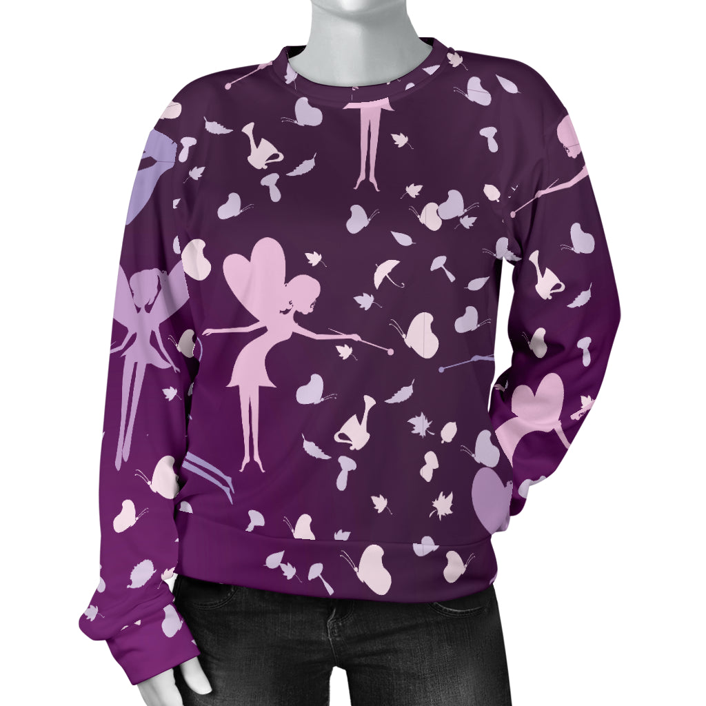 Fairy Pink Print Pattern Women Long Sleeve Sweatshirt