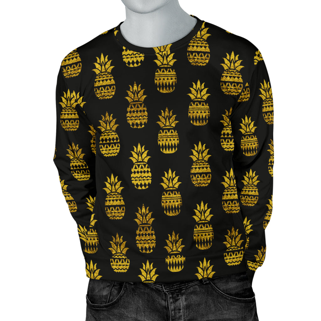 Pineapple Gold Tribal Style Print Men Long Sleeve Sweatshirt