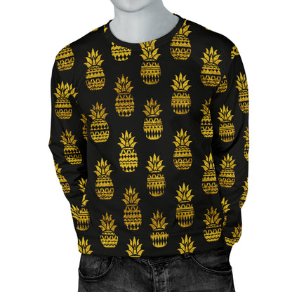 Pineapple Gold Tribal Style Print Men Long Sleeve Sweatshirt