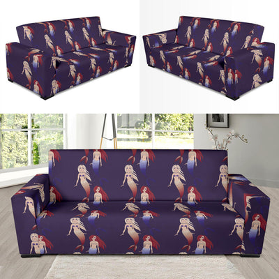 Mermaid Pattern Print Design 02 Sofa Slipcover