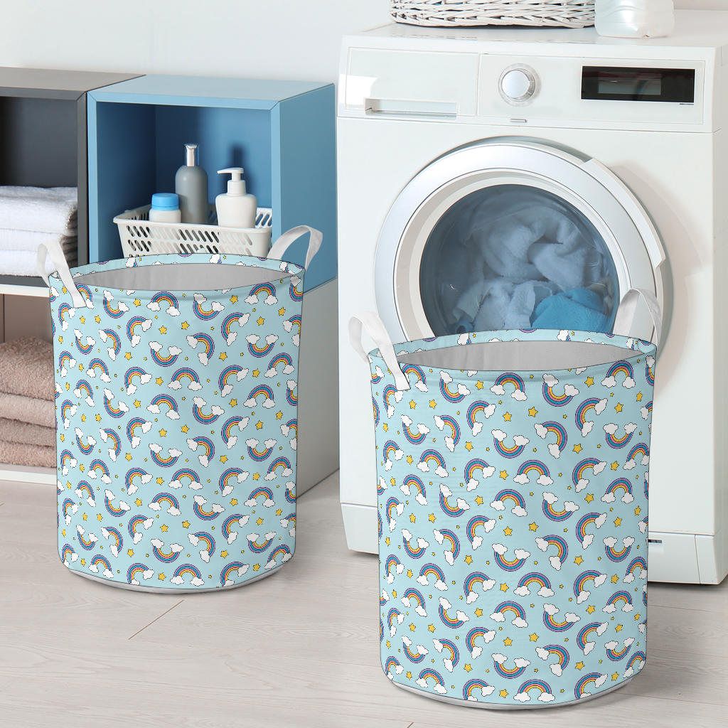 Rainbow Cloud Print Pattern Laundry Basket