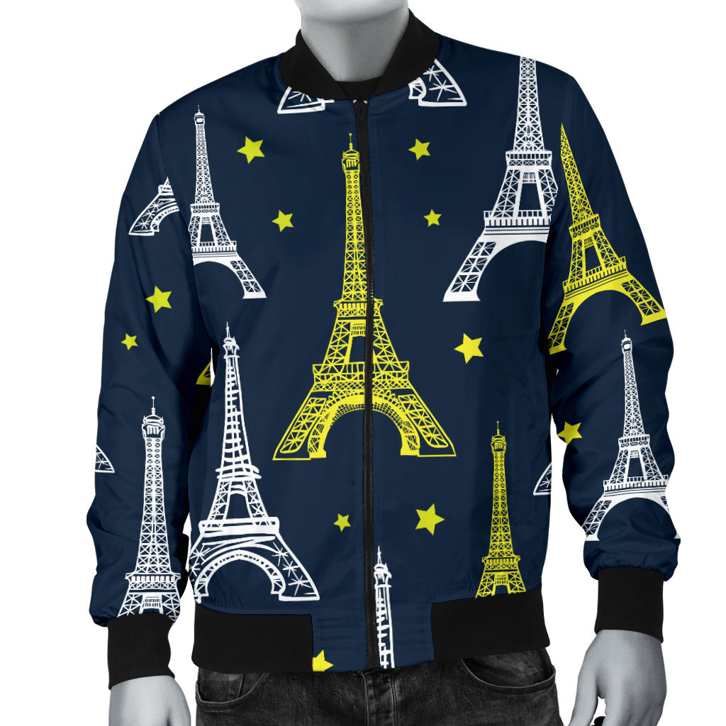 Eiffel Tower Star Print Men Bomber Jacket
