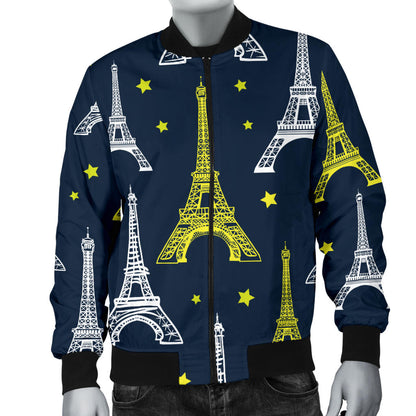 Eiffel Tower Star Print Men Bomber Jacket