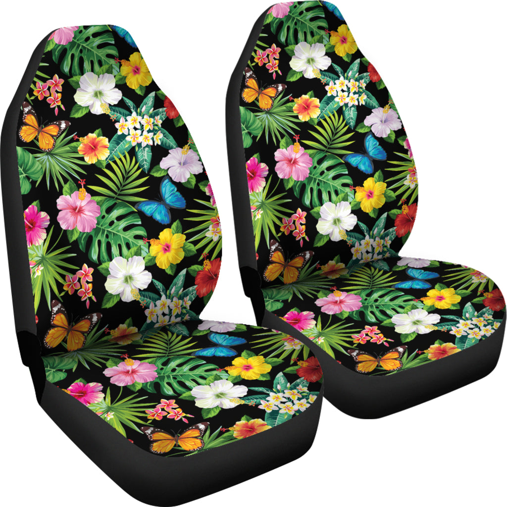 Hibiscus With Butterfly Print Design LKS305 Car Seat Covers