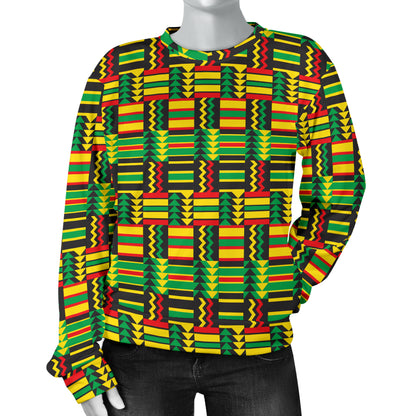 African Zip Zag Print Pattern Women Long Sleeve Sweatshirt