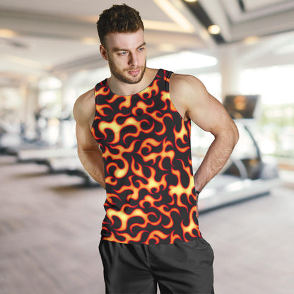 Flame Fire Themed Print Men Tank Top