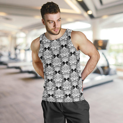 Lotus Mandala Print Pattern Men Tank Top