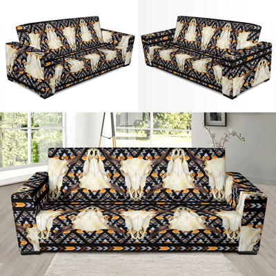 Buffalo Head Pattern Print Design 03 Sofa Slipcover