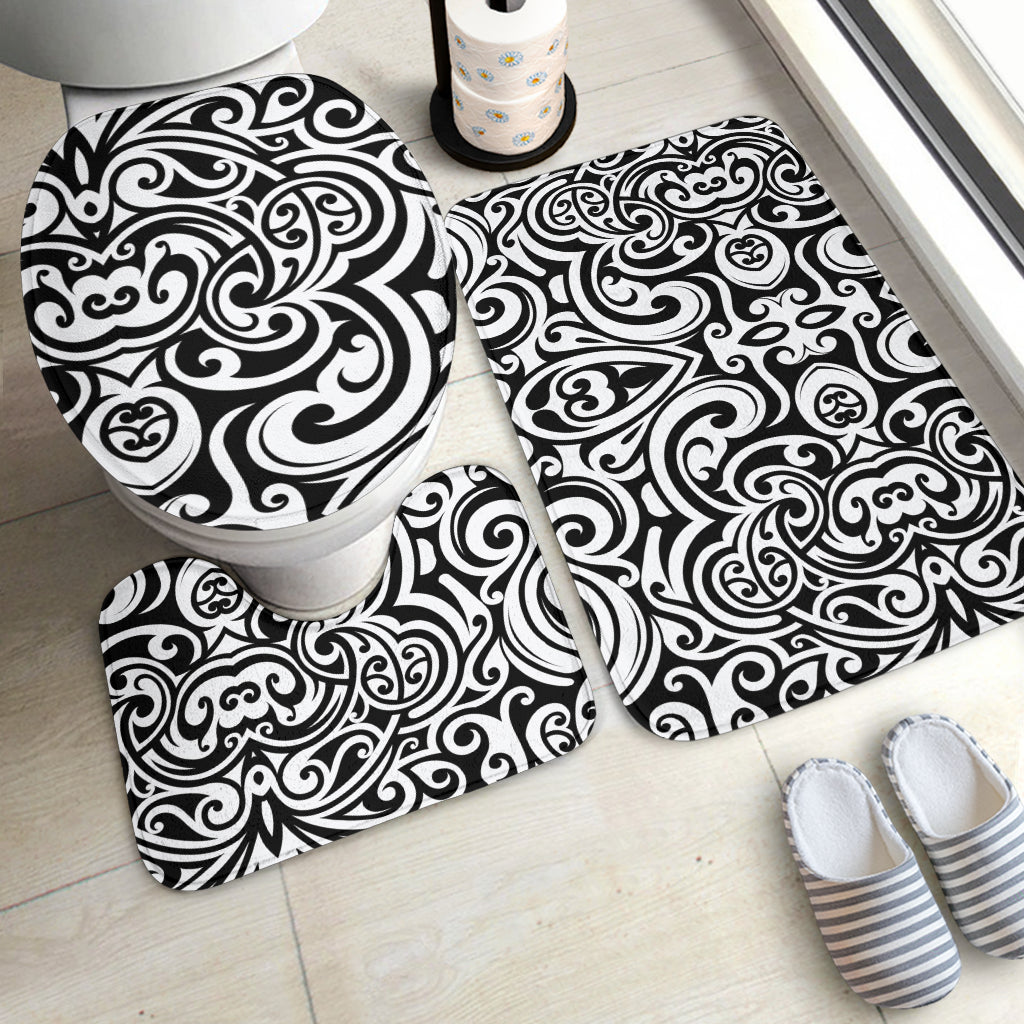 Polynesian Tattoo Pattern Bathroom Mat Set
