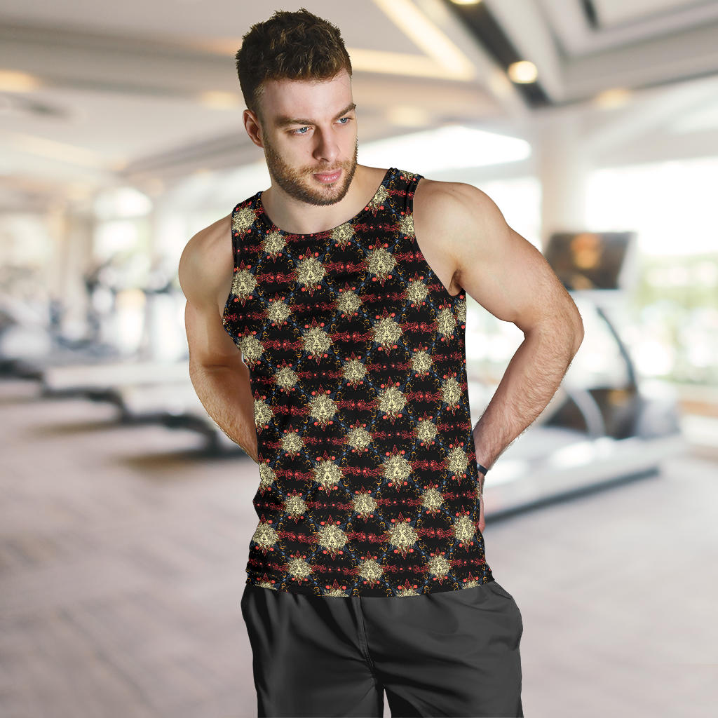 Zodiac Leo Pattern Design Print Men Tank Top