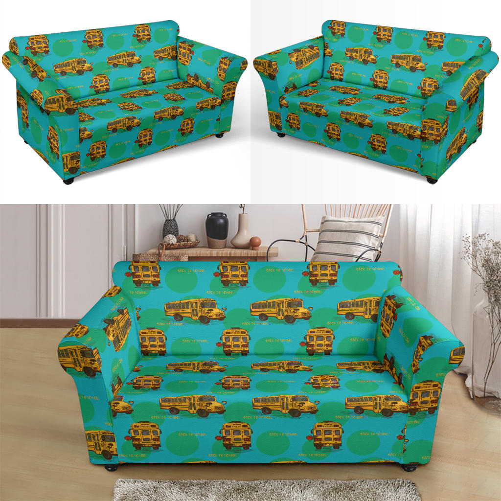 School Bus Print Design LKS308 Loveseat Couch Slipcover
