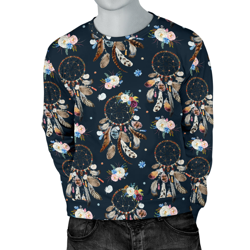 Dream Catcher Boho Floral Style Men Long Sleeve Sweatshirt