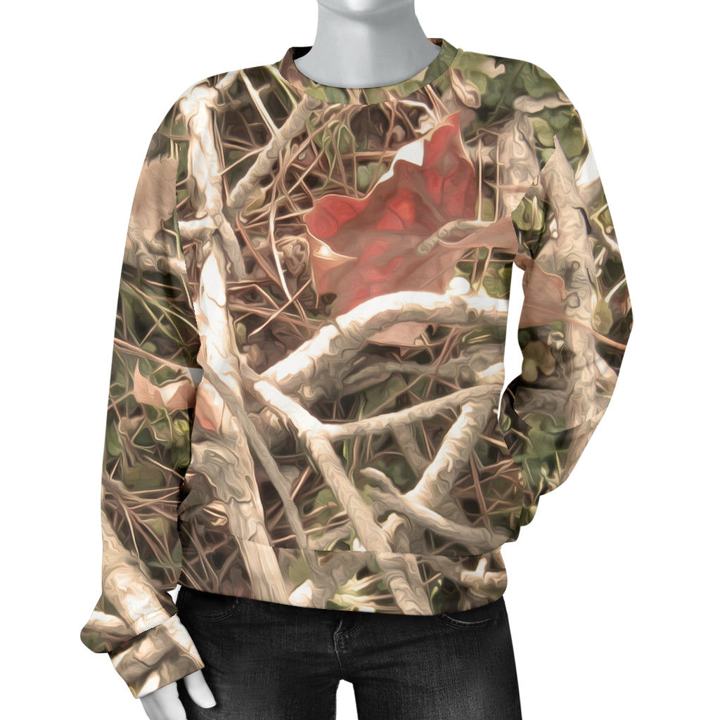 Camouflage Realistic Tree Authumn Print Women Long Sleeve Sweatshirt