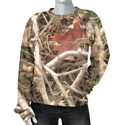 Camouflage Realistic Tree Authumn Print Women Long Sleeve Sweatshirt