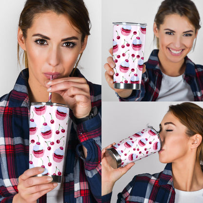 Cherry Cupcake Pink Pattern Tumbler