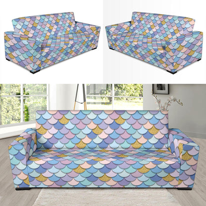 Mermaid Scales Pattern Print Design 05 Sofa Slipcover