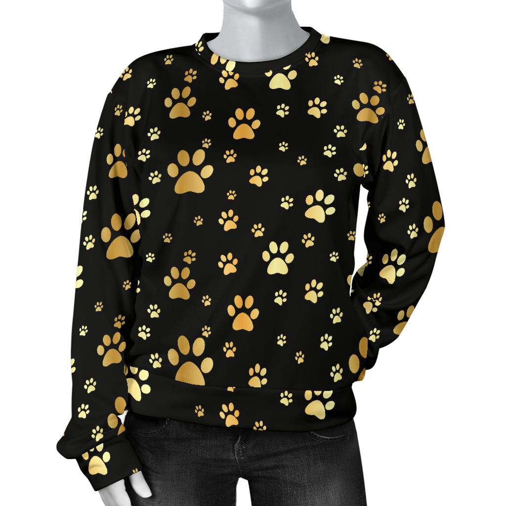 Paw Gold Print Women Long Sleeve Sweatshirt