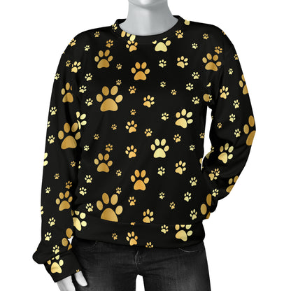 Paw Gold Print Women Long Sleeve Sweatshirt