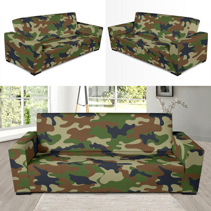 Army Camouflage Pattern Print Design 01 Sofa Slipcover