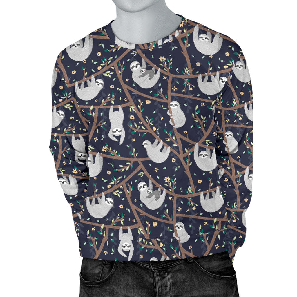 Sloth Happy Design Themed Print Men Long Sleeve Sweatshirt