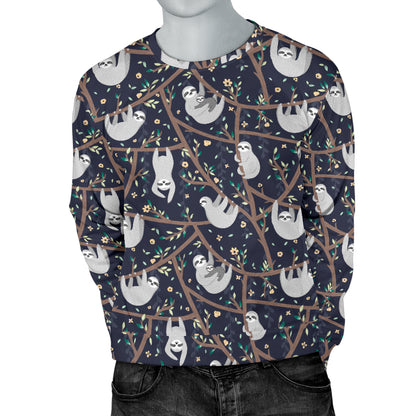 Sloth Happy Design Themed Print Men Long Sleeve Sweatshirt