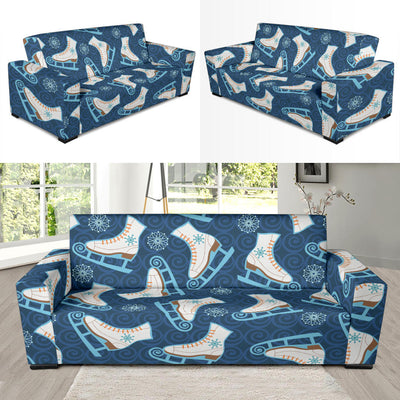 Ice Skate Pattern Print Design 01 Sofa Slipcover