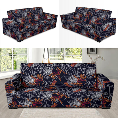 Tarantula Spiderwebs Pattern Print Design 01 Sofa Slipcover