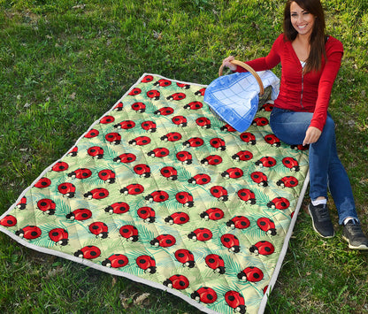 Ladybug Cute Print Pattern Quilt Bedspread