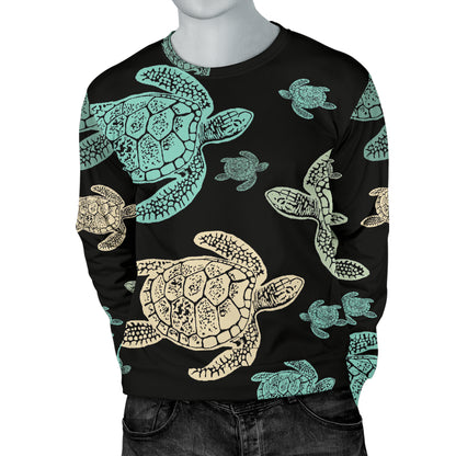Sea Turtle Stamp Pattern Men Long Sleeve Sweatshirt