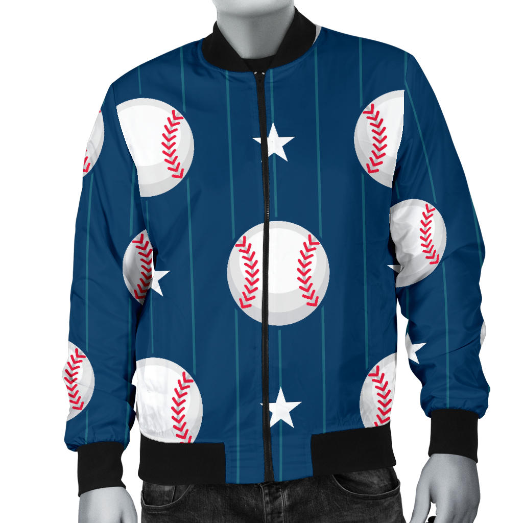Baseball Star Print Pattern Men Bomber Jacket