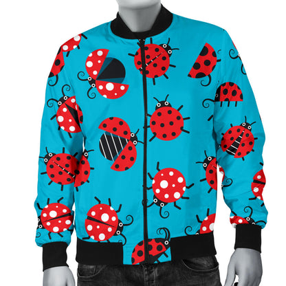 Ladybug Action Print Pattern Men Bomber Jacket