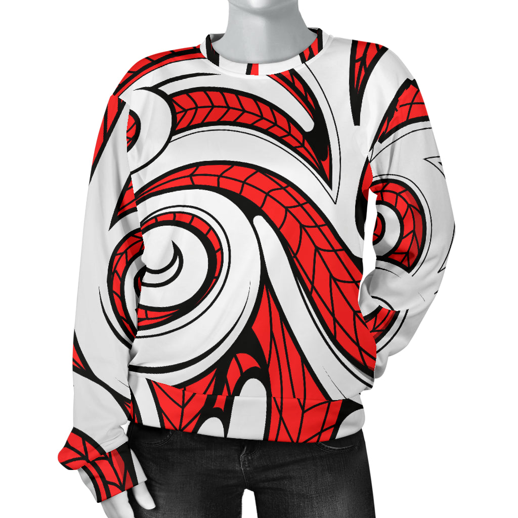 Maori Polynesian Themed Design Print Women Long Sleeve Sweatshirt