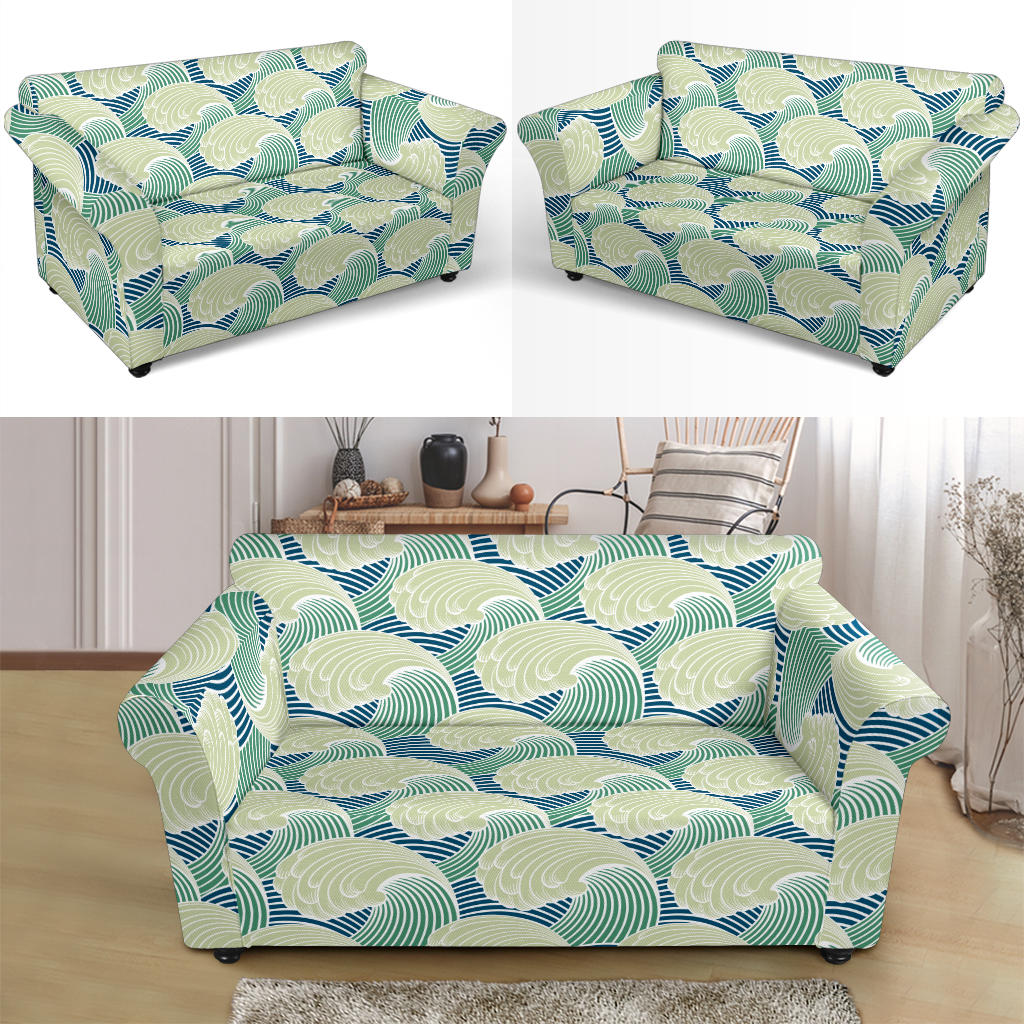 Wave Japan Style Print Design LKS302 Loveseat Couch Slipcover