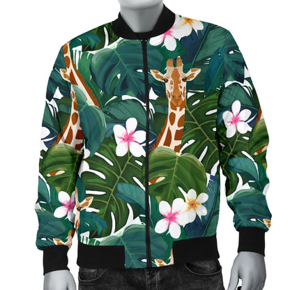Giraffe Jungle Design Print Men Bomber Jacket