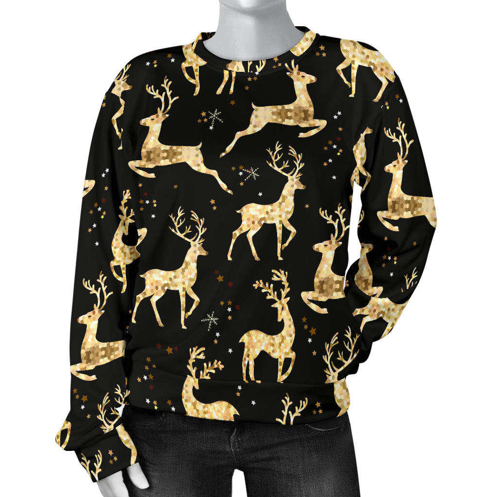 Deer Gold Pattern Women Long Sleeve Sweatshirt