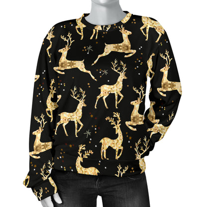 Deer Gold Pattern Women Long Sleeve Sweatshirt