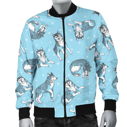 Wolf Design Print Pattern Men Bomber Jacket