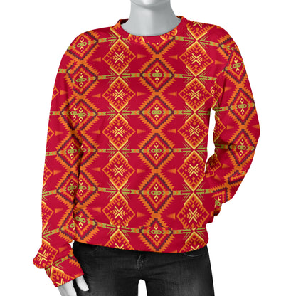Southwest Aztec Design Themed Print Women Long Sleeve Sweatshirt