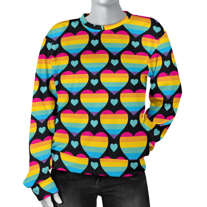 Rainbow Heart Print Pattern Women Long Sleeve Sweatshirt