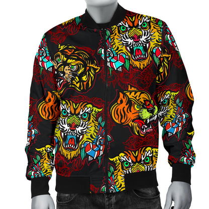 Tattoo Tiger Colorful Design Men Bomber Jacket