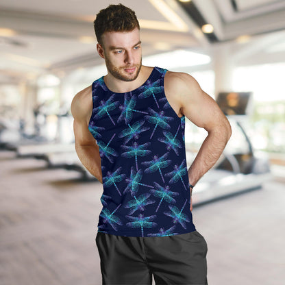 Dragonfly Hand Drawn Style Print Men Tank Top