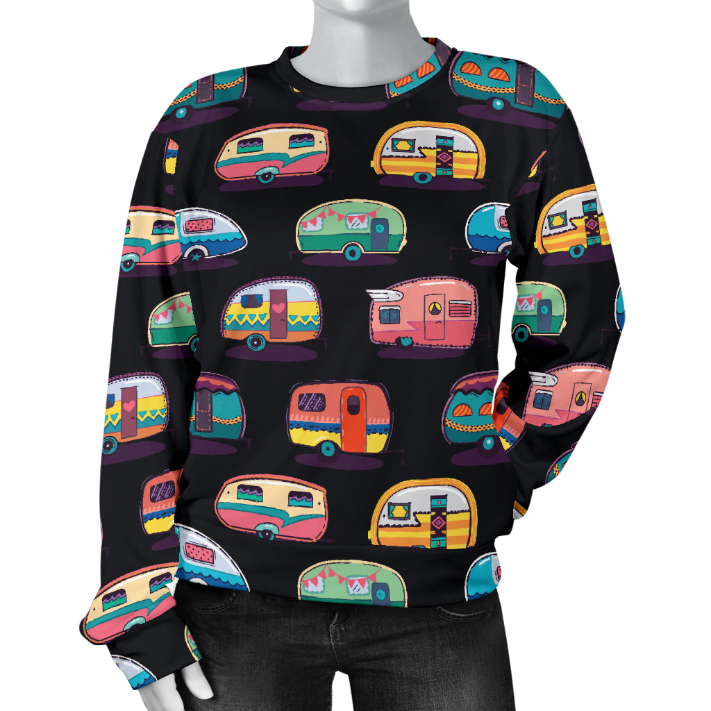 Camper Camping Pattern Women Long Sleeve Sweatshirt