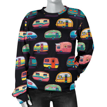 Camper Camping Pattern Women Long Sleeve Sweatshirt