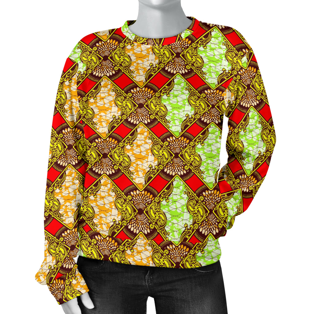 African Classic Print Pattern Women Long Sleeve Sweatshirt
