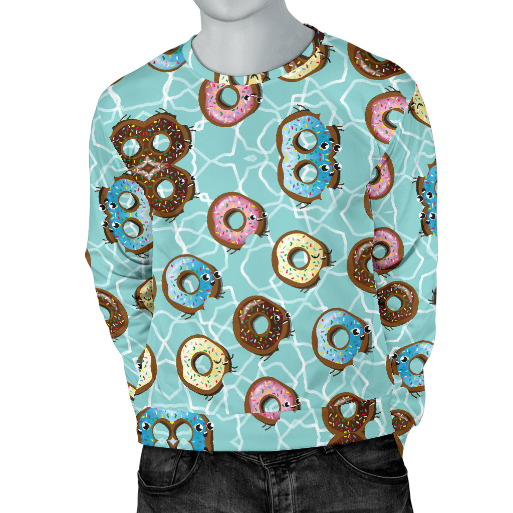Emoji Donut Print Pattern Men Long Sleeve Sweatshirt