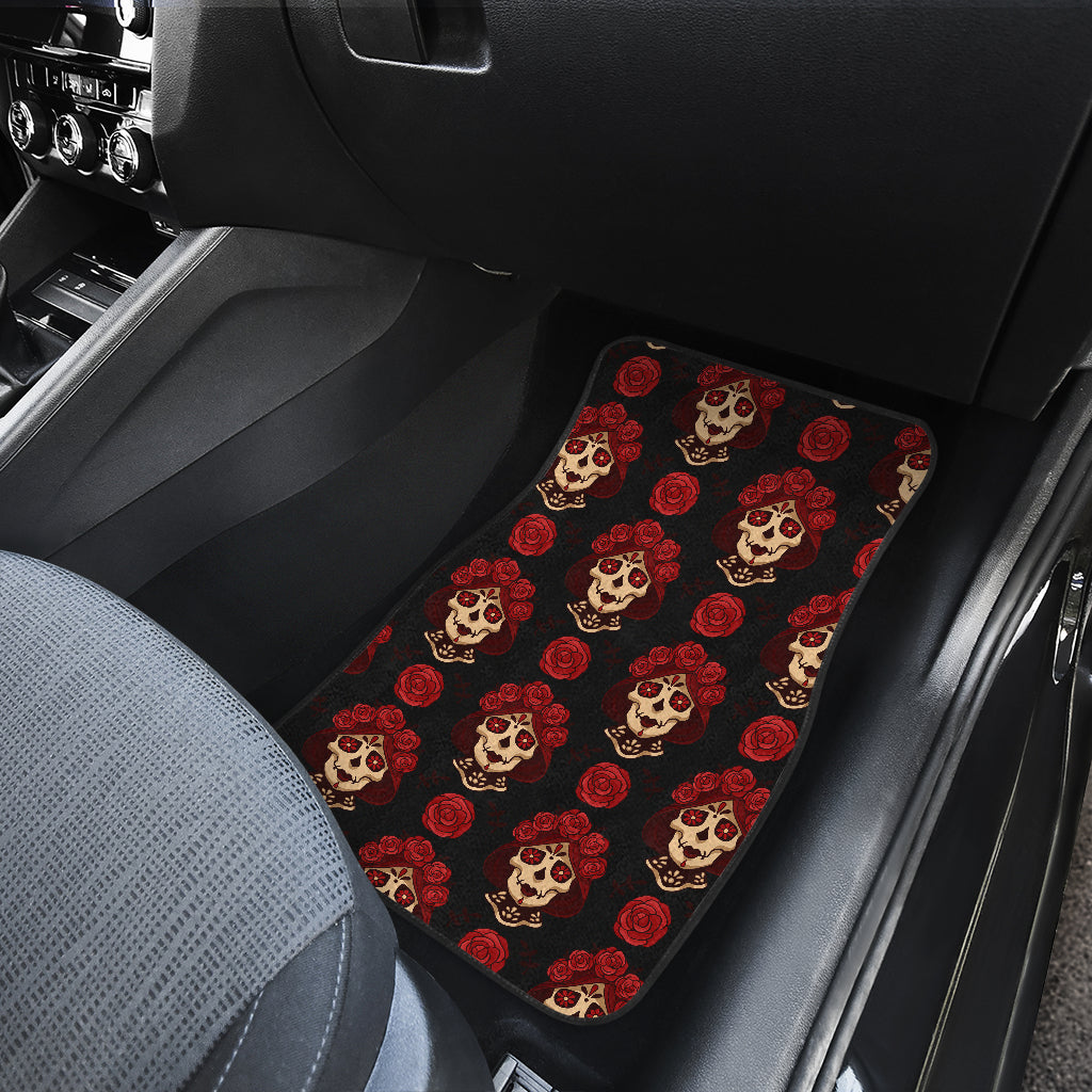 Day of the Dead Skull Girl Pattern Car Floor Mats Front Back
