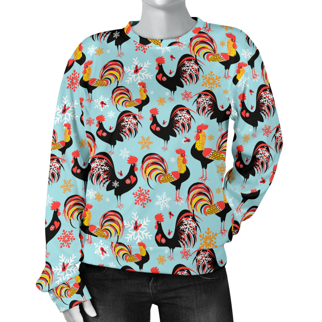 Rooster Themed Design Women Long Sleeve Sweatshirt
