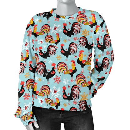 Rooster Themed Design Women Long Sleeve Sweatshirt
