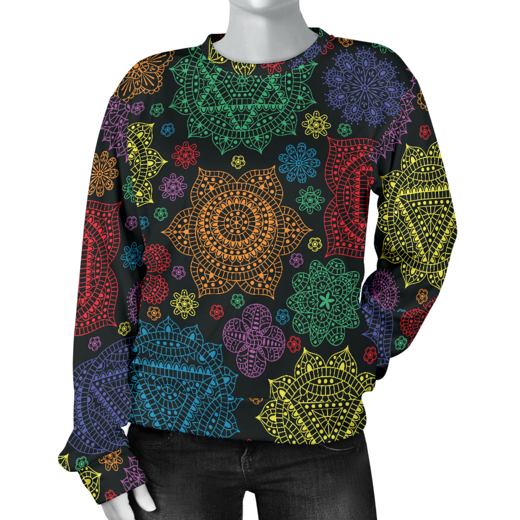 Chakra Mandala Print Pattern Women Long Sleeve Sweatshirt