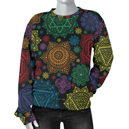 Chakra Mandala Print Pattern Women Long Sleeve Sweatshirt